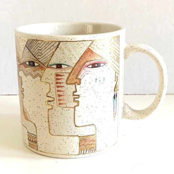 1990 Laurel Burch Native Spirit Face Painting Mug Coffee Cup 18K Gold Leafing - Picture 9 of 9
